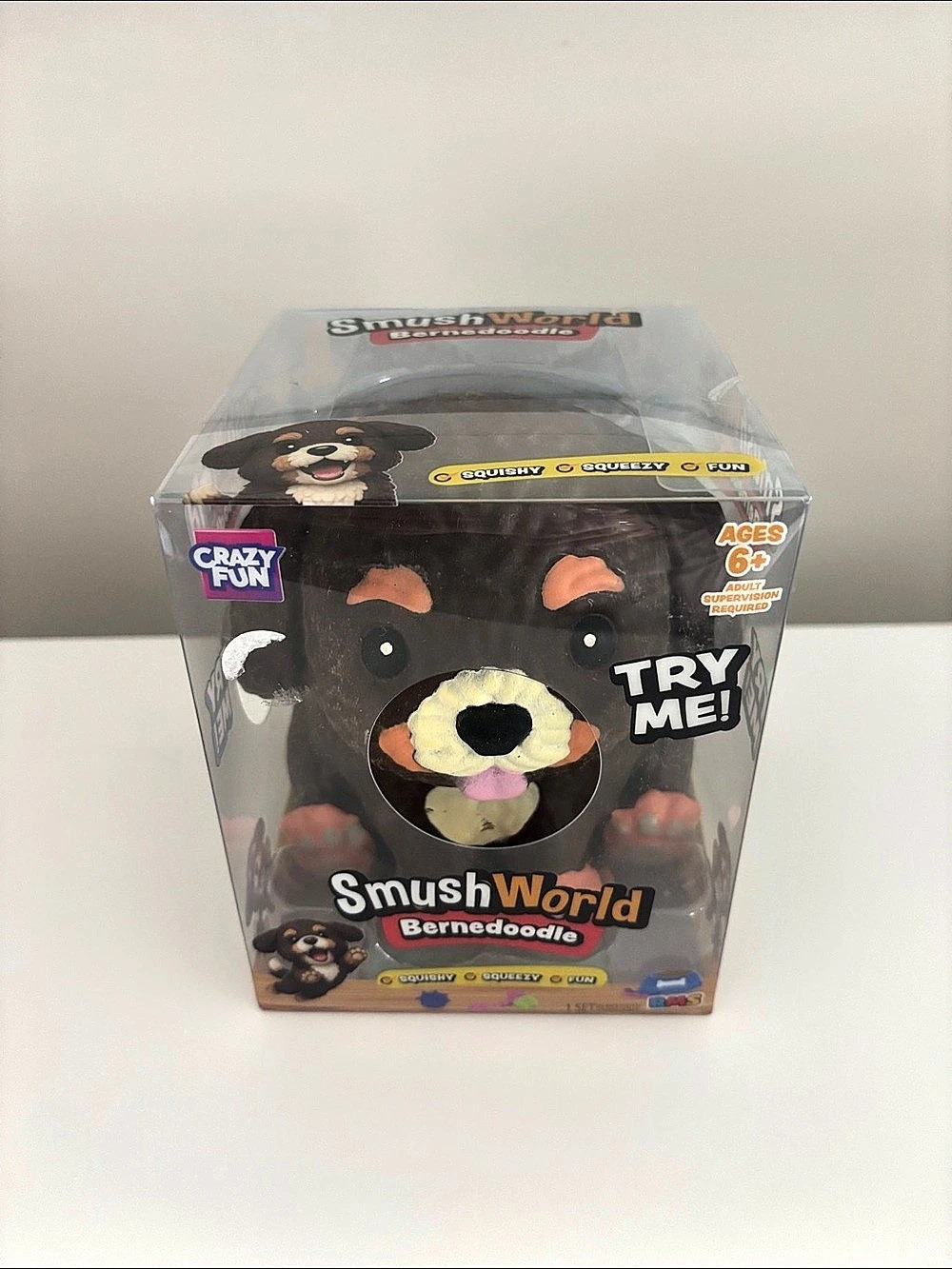 Crazy Fun Smush World Bernedoodle Squishy Toy Brown